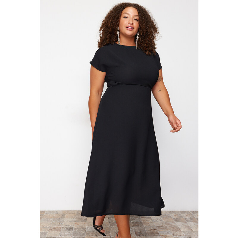 Trendyol Curve Black A-Line Maxi Woven Dress