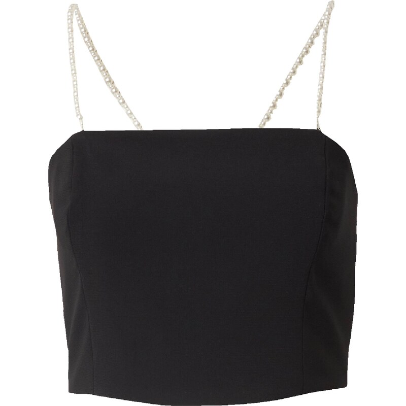 Lindex Top Grace černá / perlově bílá