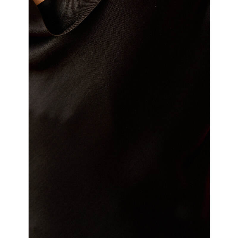 Koton Mini Satin Dress Chain Detail Turndown Collar