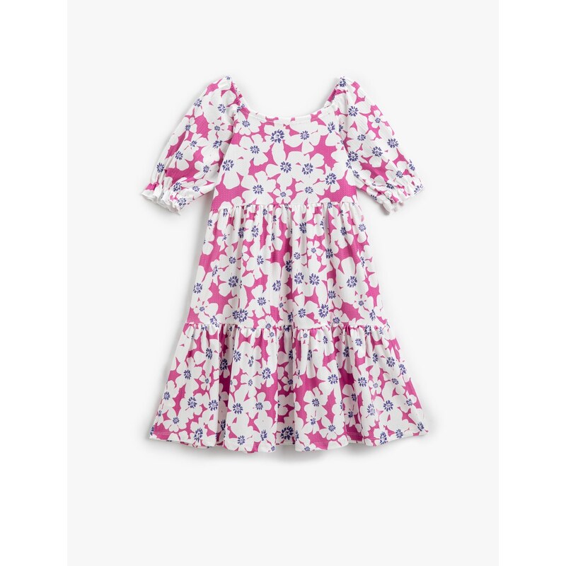 Koton Floral Ruffle Short Sleeve Layered