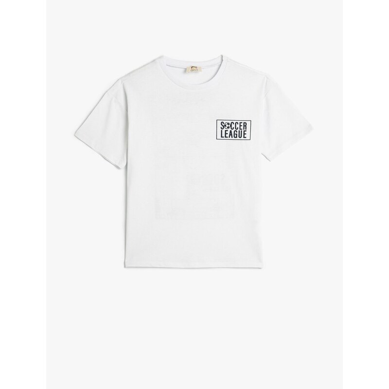 Koton T-shirt with a Crew Neck Short Sleeves and Back Printed Cotton