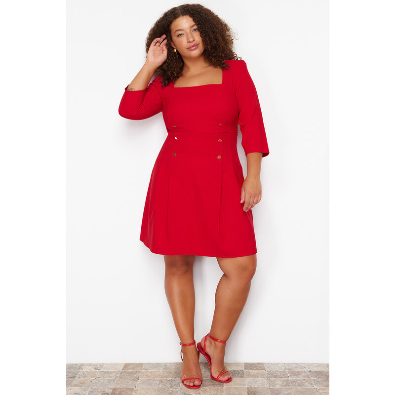 Trendyol Curve Red Woven Dress