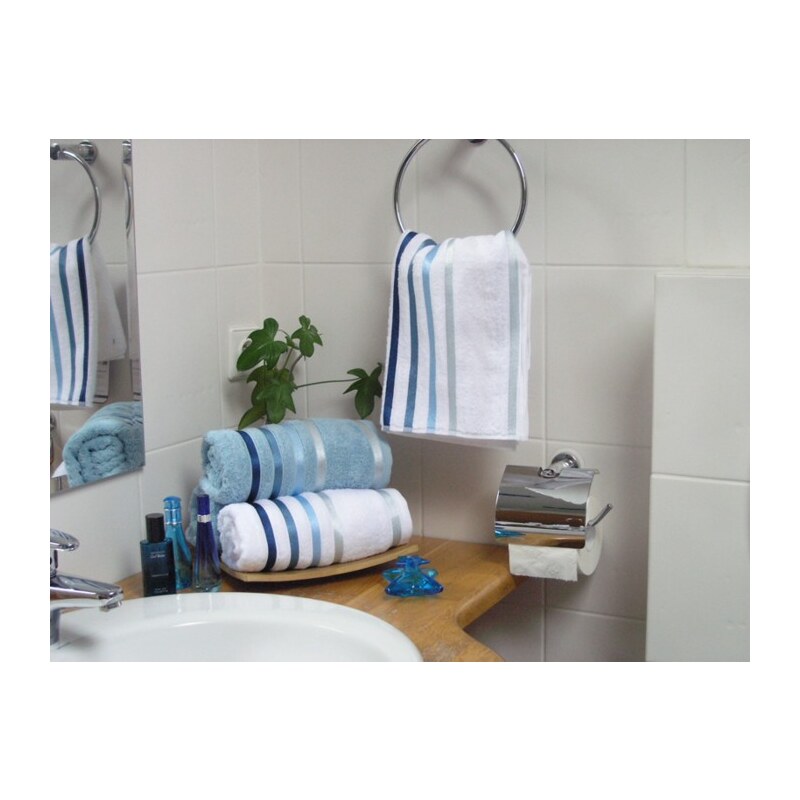 Karsten Froté ručník Lumina - Bílý s modrými proužky Rozměr: 50x80 cm