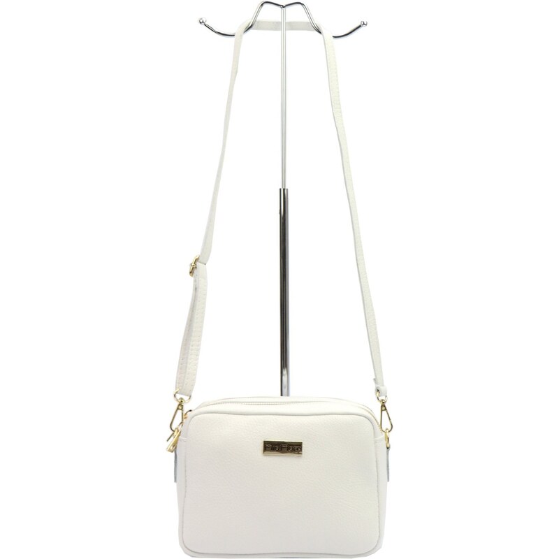 Kožená crossbody kabelka MiaMore 01-027 bílá