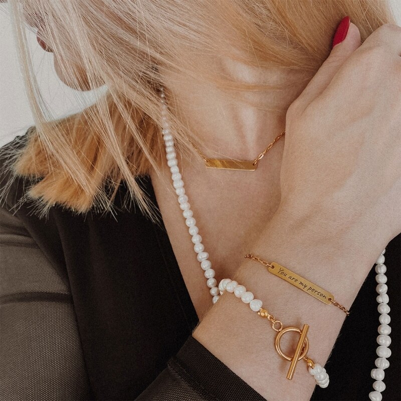Manoki Dlouhý perlový náhrdelník Pauline Gold - sladkovodní perla