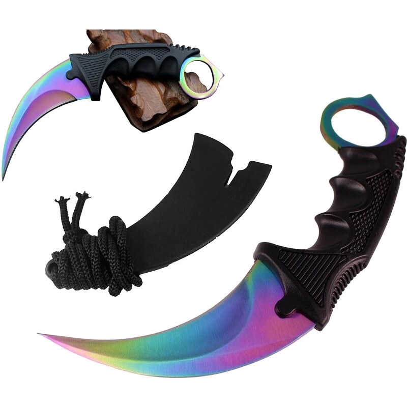 Camerazar Taktický nůž pro přežití CS:GO Karambit, chirurgická ocel, délka 19 cm, s plastovým pouzdrem