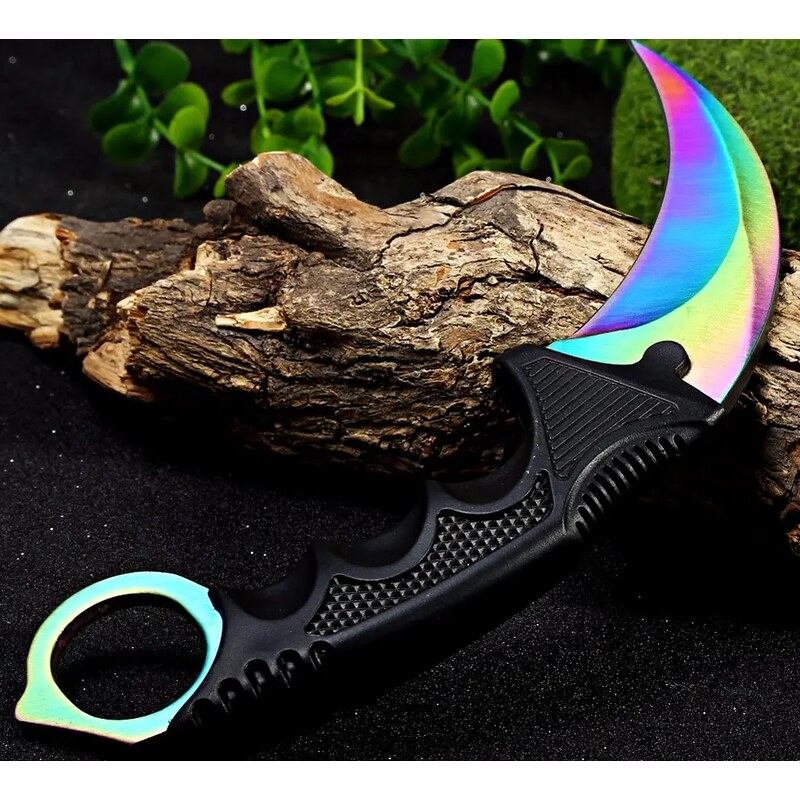 Camerazar Taktický nůž pro přežití CS:GO Karambit, chirurgická ocel, délka 19 cm, s plastovým pouzdrem