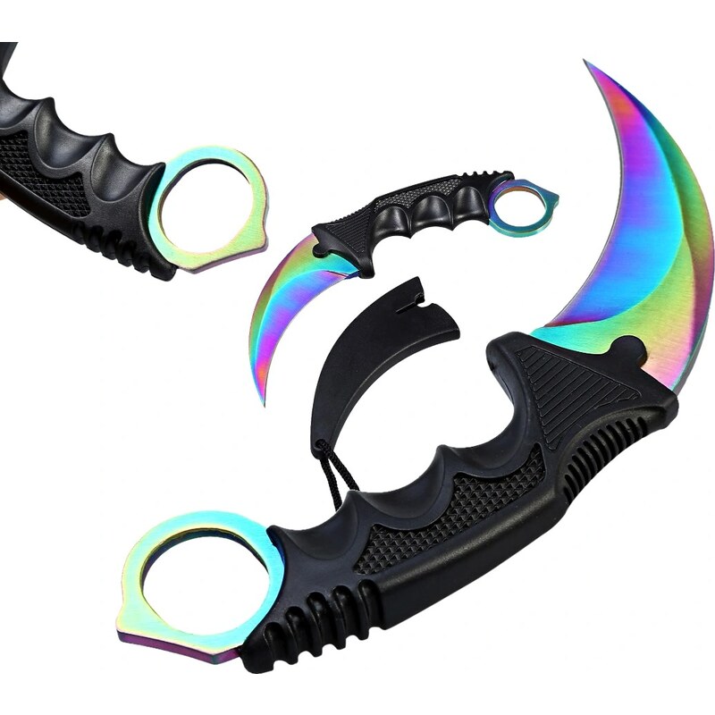 Camerazar Taktický nůž pro přežití CS:GO Karambit, chirurgická ocel, délka 19 cm, s plastovým pouzdrem