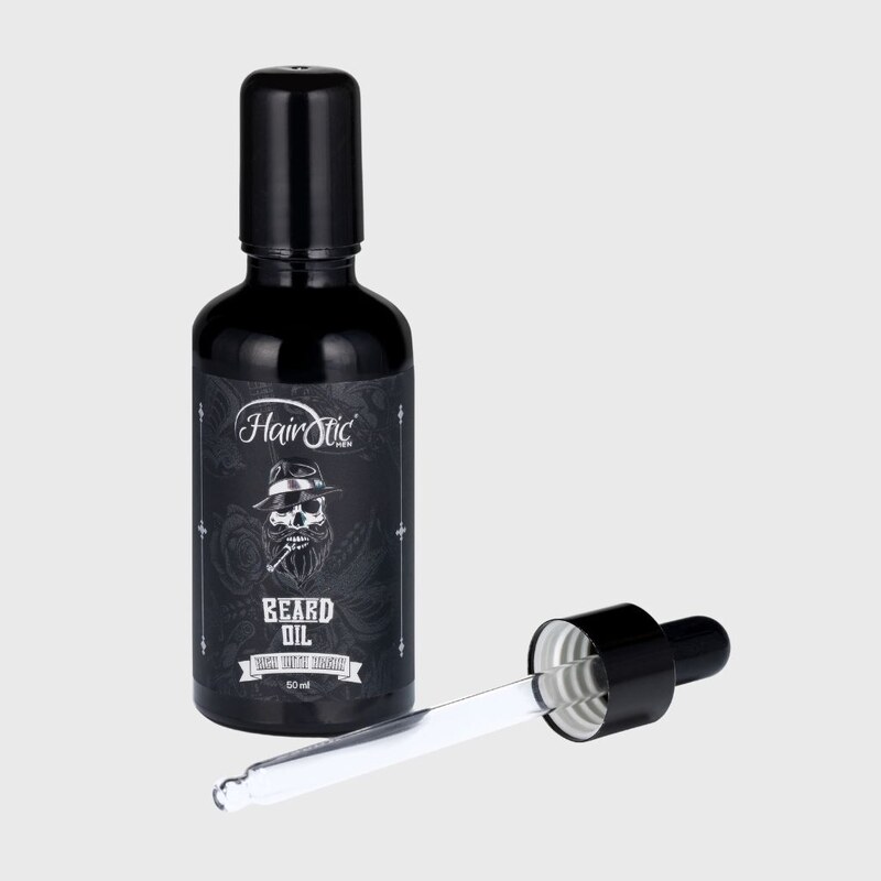 Hairotic Beard Oil vyživující olej na vousy s roll-on aplikátorem, magnetický box 50 ml