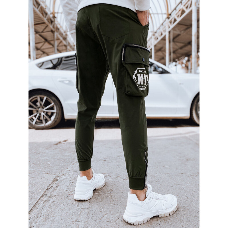 BASIC KHAKI PÁNSKÉ JOGGER TEPLÁKY S KAPSAMI