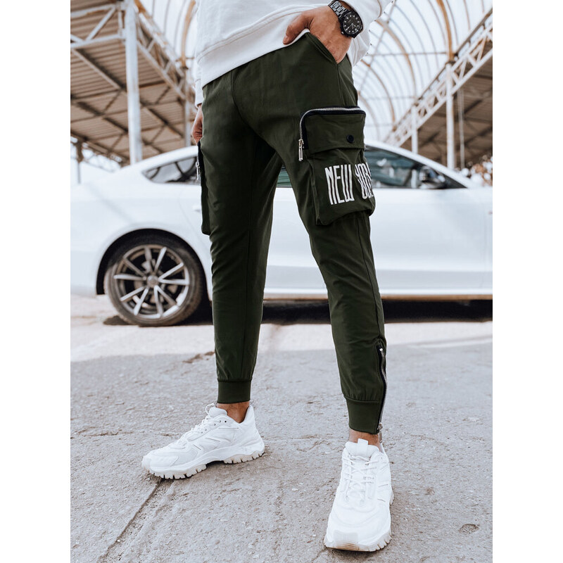 BASIC KHAKI PÁNSKÉ JOGGER TEPLÁKY S KAPSAMI