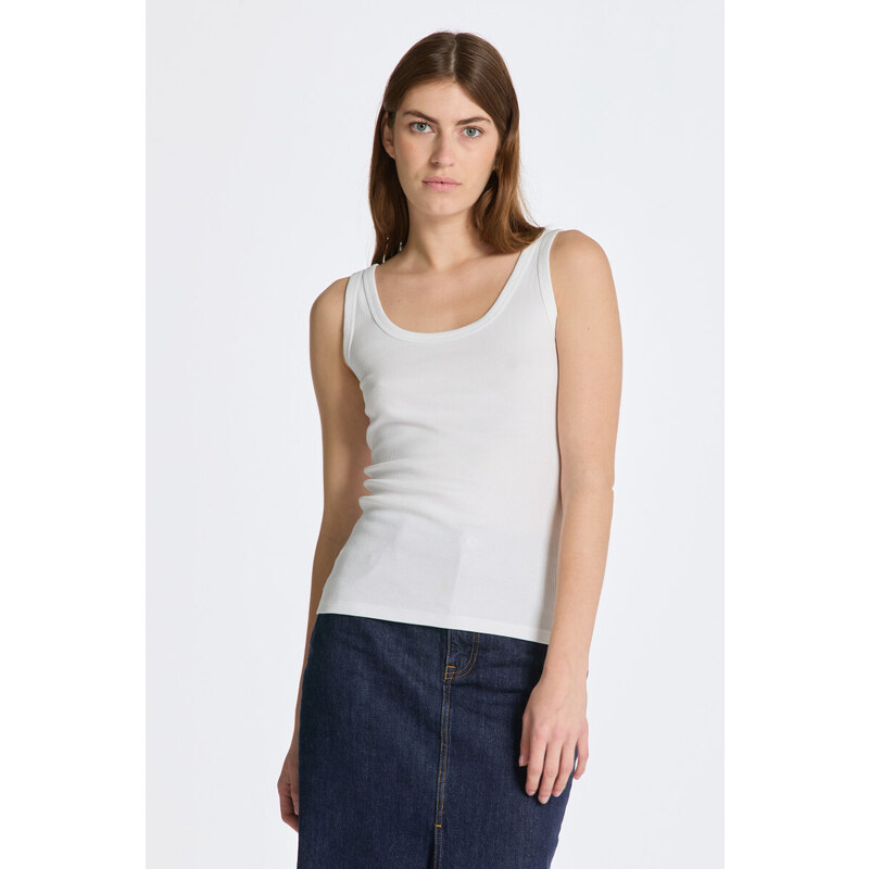 TOP GANT SLIM RIBBED TANK TOP bílá XXS