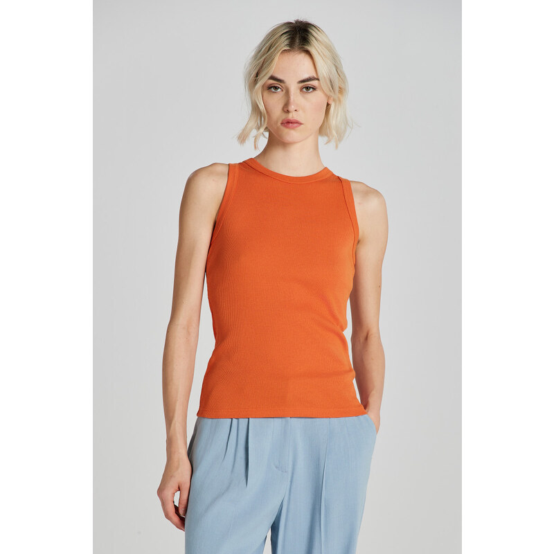 TOP GANT HIGH NECK RIB TANK TOP PUMPKIN ORANGE 91537678