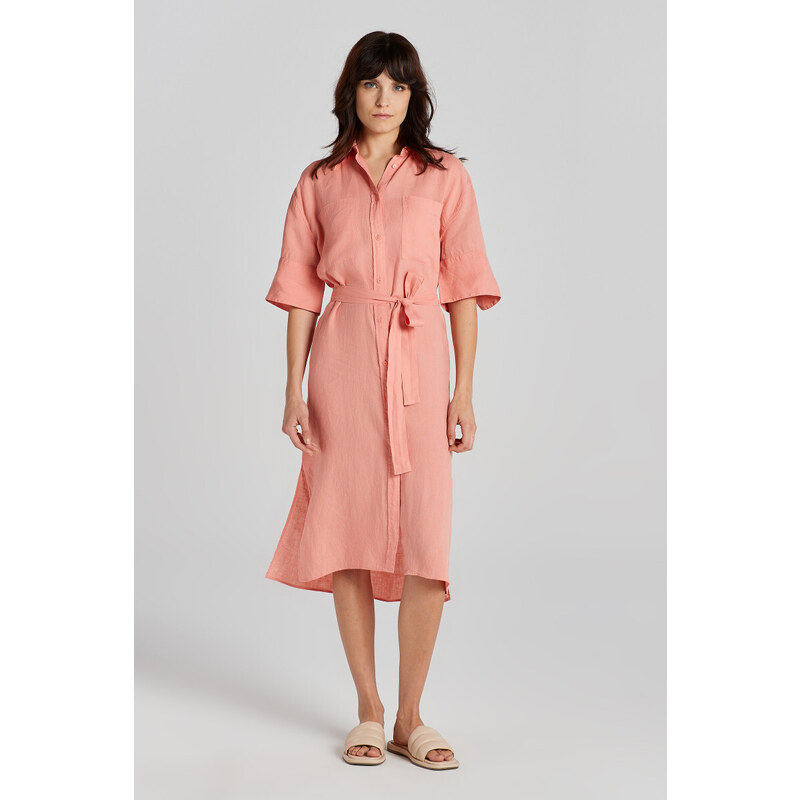 ŠATY GANT REL LINEN SS SHIRT DRESS PEACHY PINK 91537708