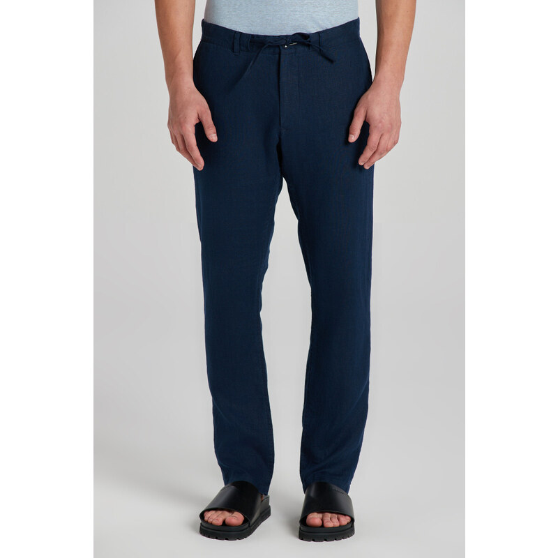 KALHOTY GANT RELAXED LINEN DS PANTS modrá S