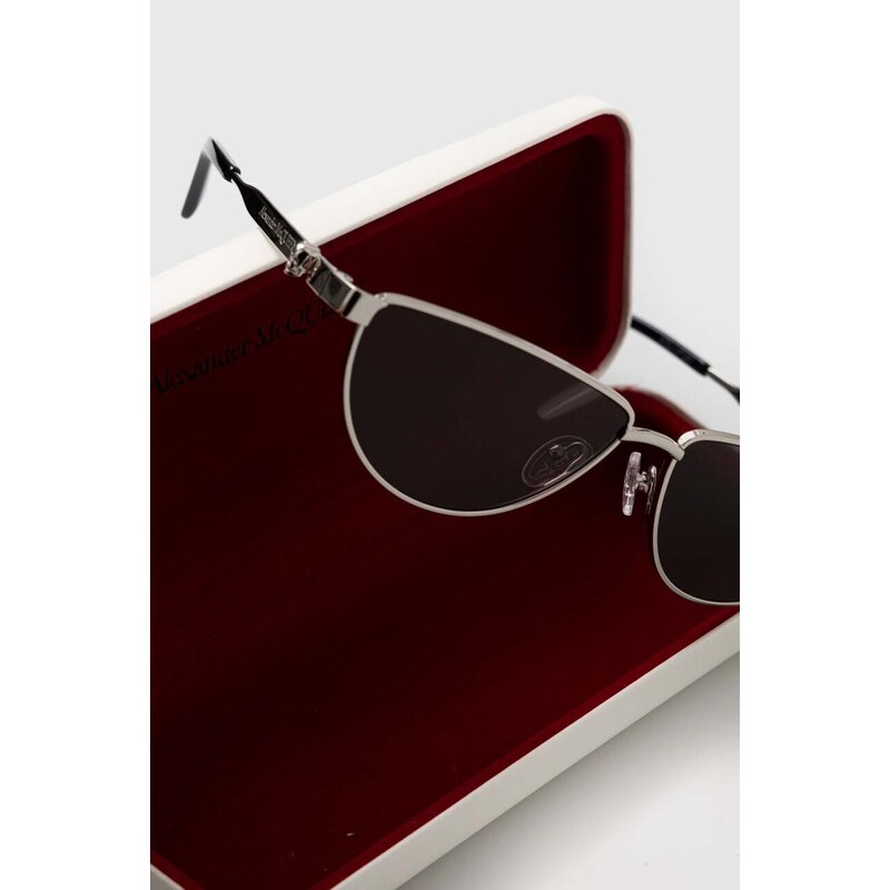 Sluneční brýle Alexander McQueen dámské, stříbrná barva, AM0456S