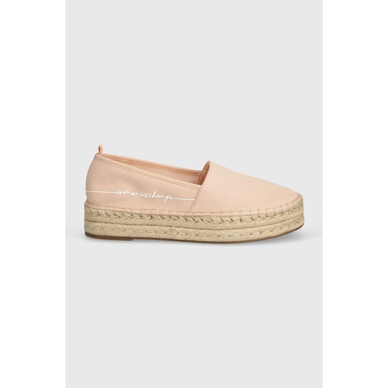 Espadrilky Armani Exchange béžová barva, na platformě, XDS005 XV846 00095