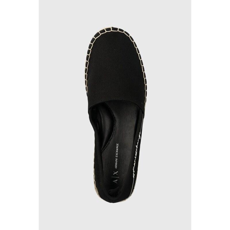 Espadrilky Armani Exchange černá barva, na platformě, XDS005 XV846 00002