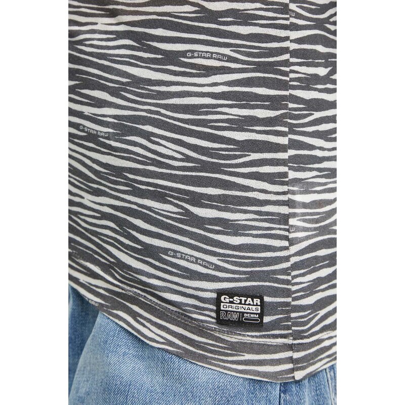 Bavlněné tričko s dlouhým rukávem G-Star Raw šedá barva
