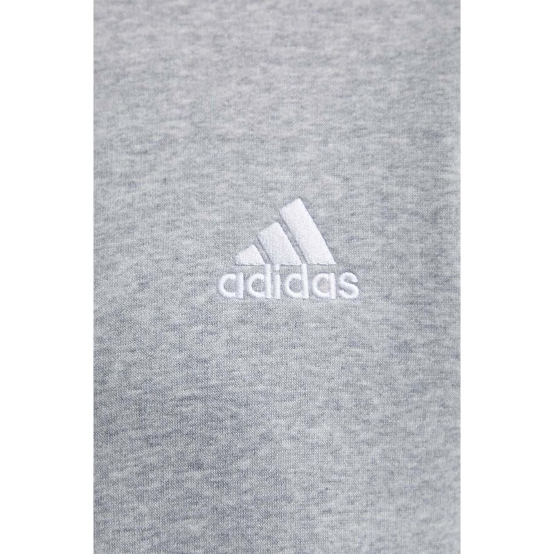 Mikina adidas pánská, šedá barva, s kapucí, melanžová