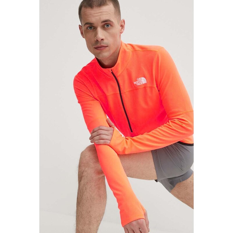 Sportovní tričko s dlouhým rukávem The North Face Sunriser oranžová barva, hladký, NF0A84KRQI41