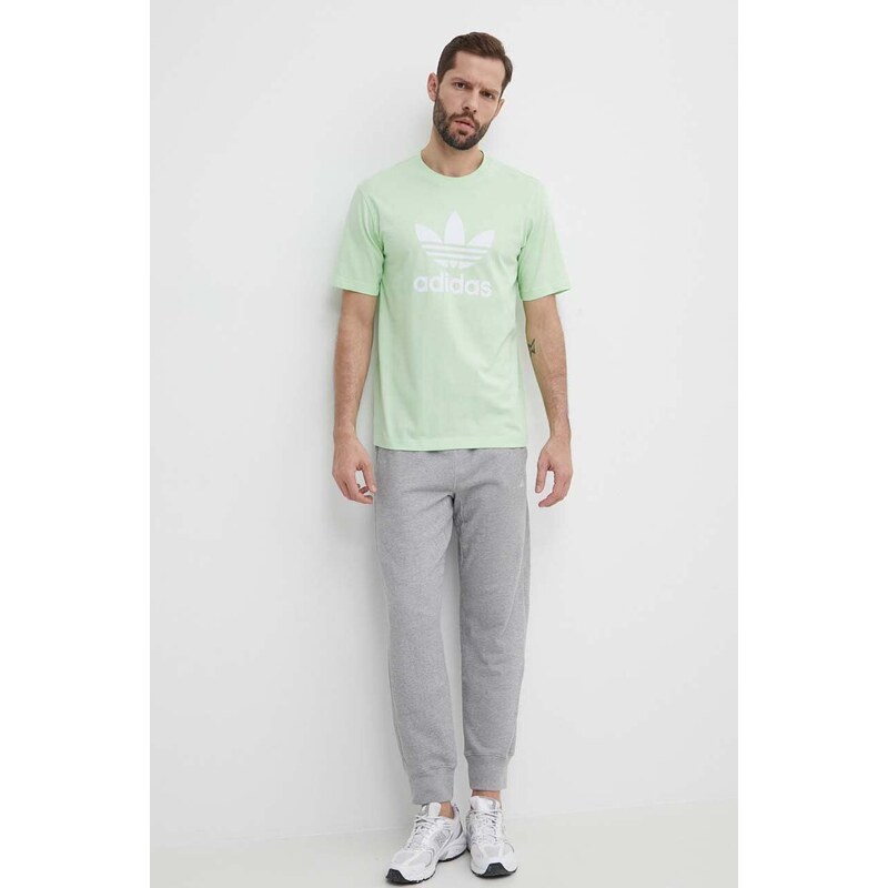 Bavlněné tričko adidas Originals zelená barva, s potiskem, IR7979