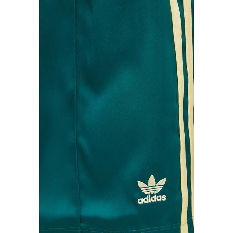 Kraťasy adidas Originals dámské, zelená barva, s aplikací, high waist, IR6095
