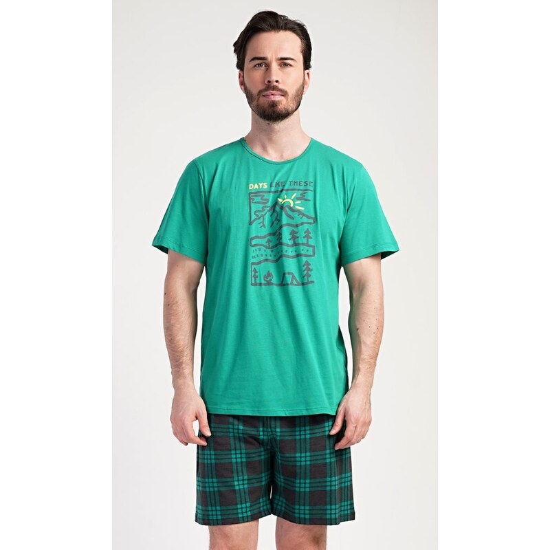 Gazzaz Pánské pyžamo šortky Outdoor - zelená