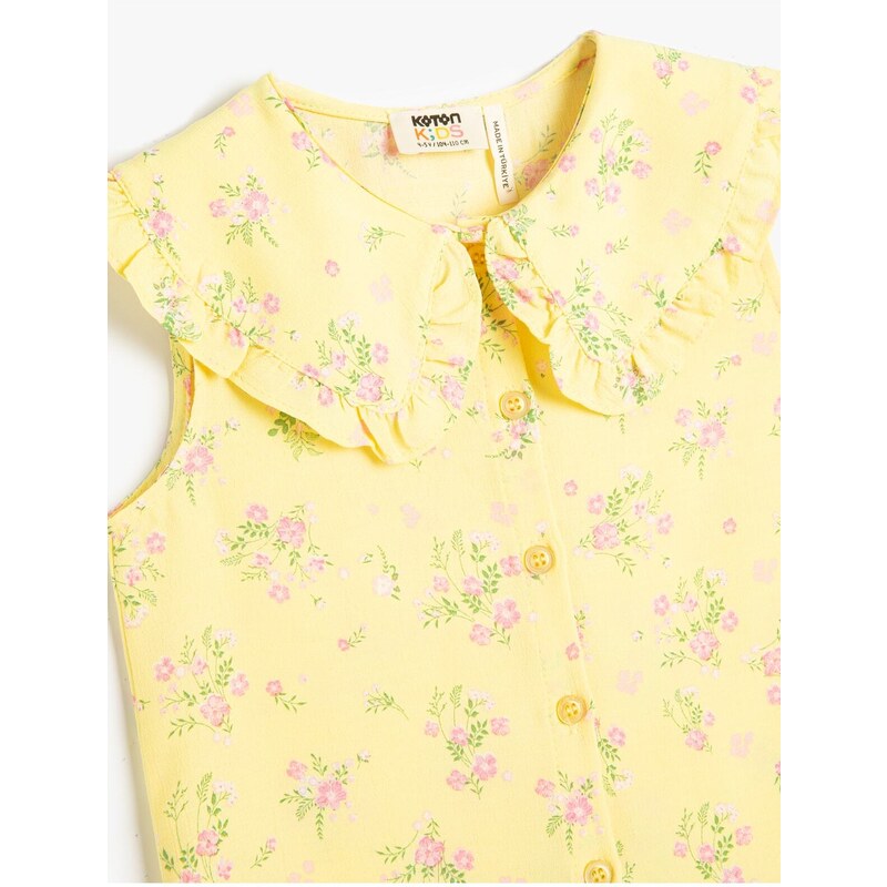 Koton Shirts are Sleeveless, Wide, Baby Collar Floral