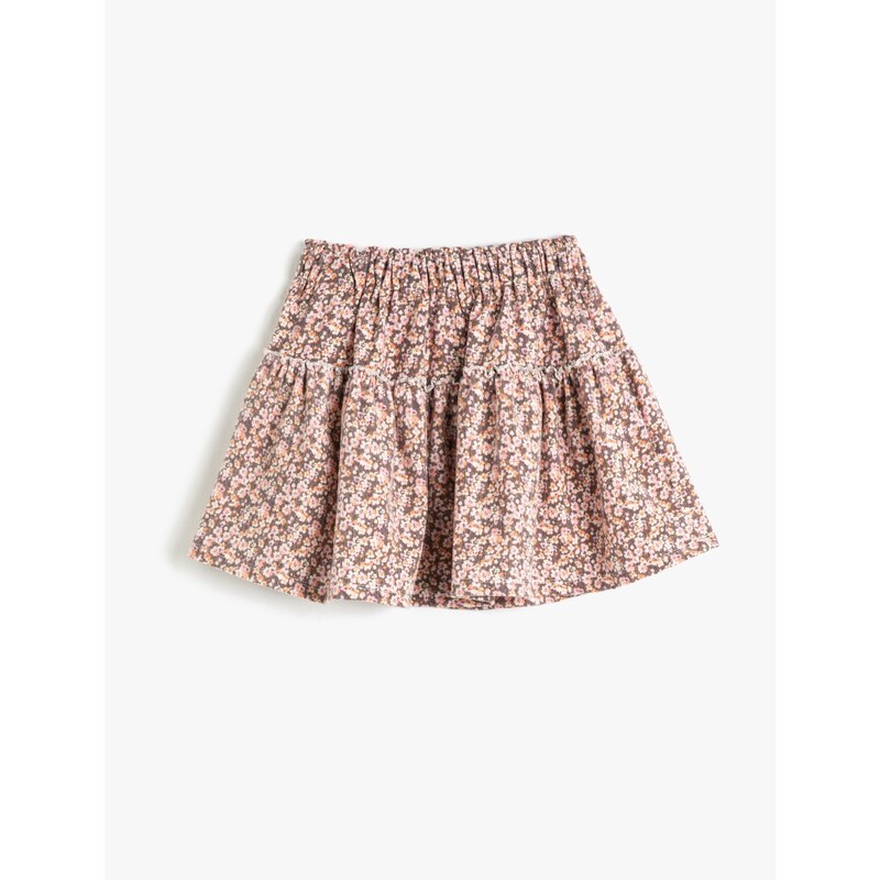 Koton Floral Tiered Mini Skirt with Elastic Waist