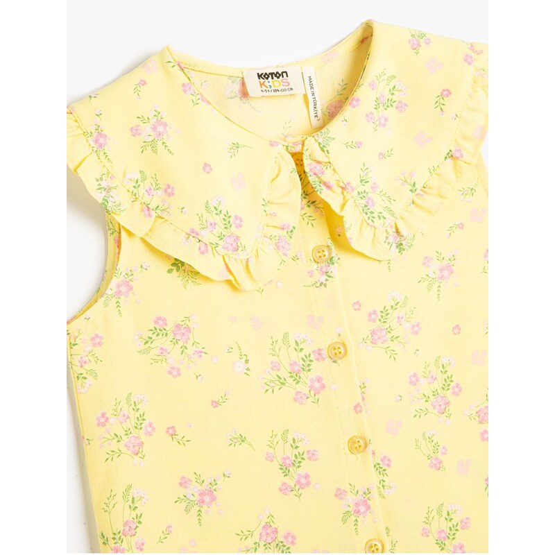 Koton Shirts are Sleeveless, Wide, Baby Collar Floral