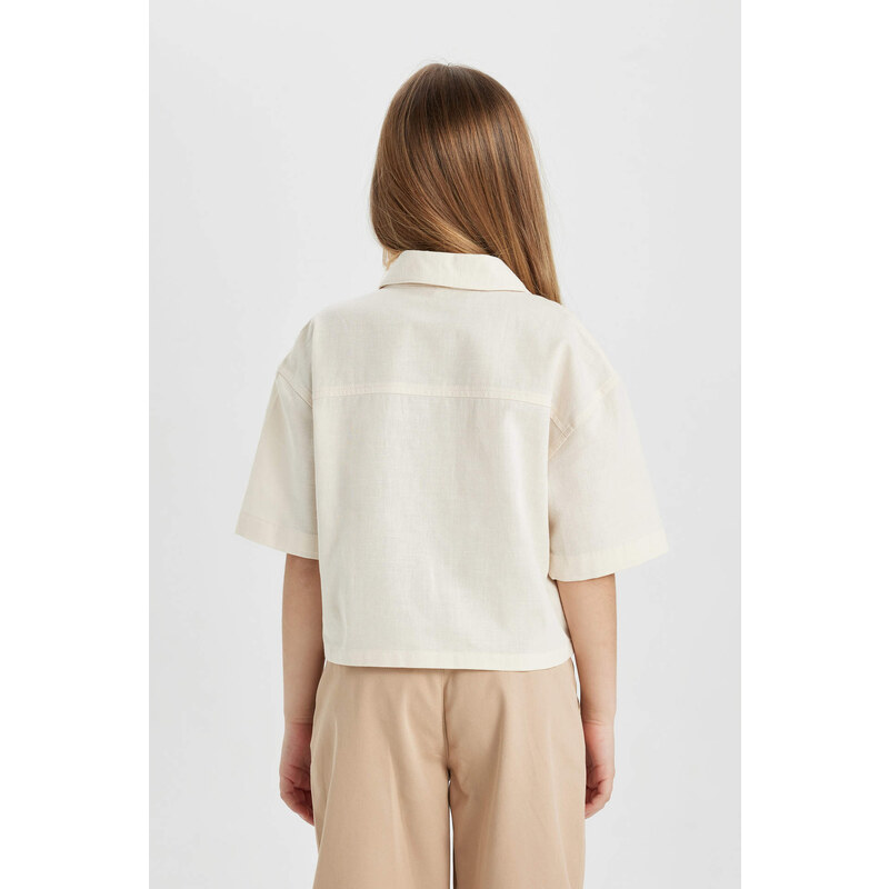 DEFACTO Girl Cotton Long Sleeve Crop Shirt