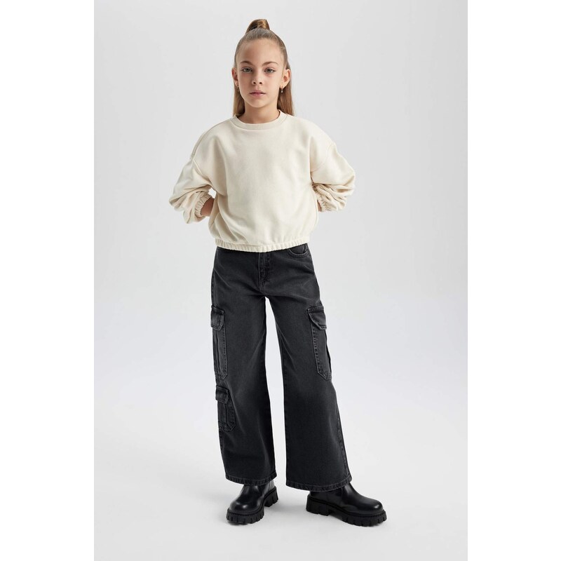 DEFACTO Girl Wide Leg Cargo Wide Leg Jeans