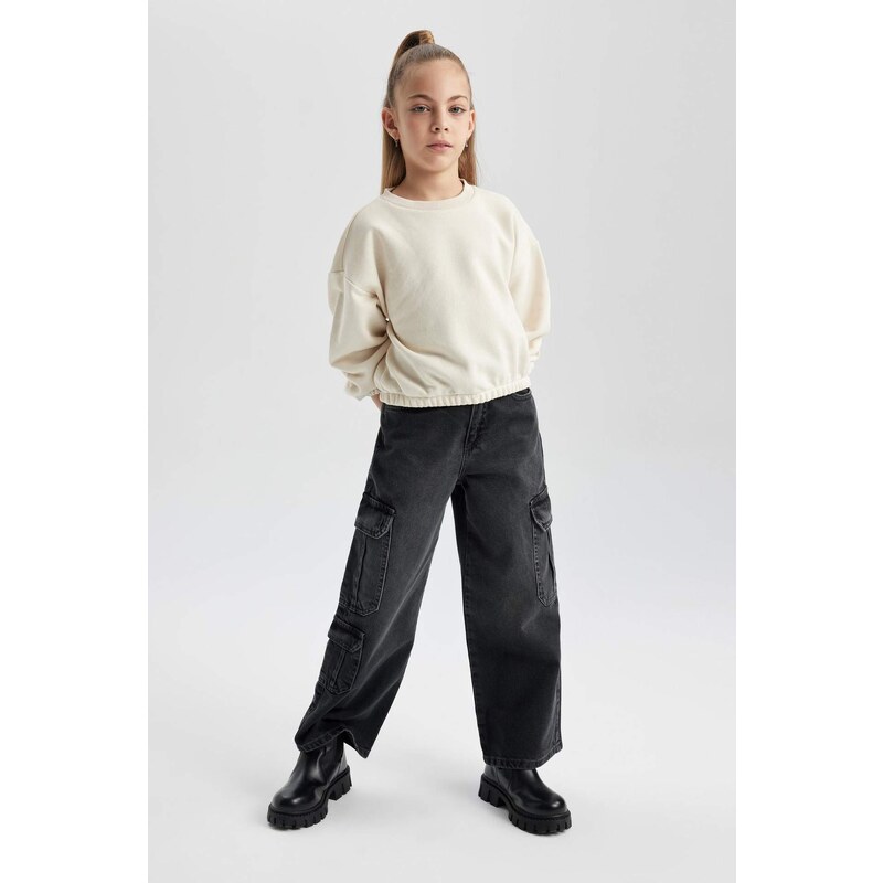 DEFACTO Girl Wide Leg Cargo Wide Leg Jeans