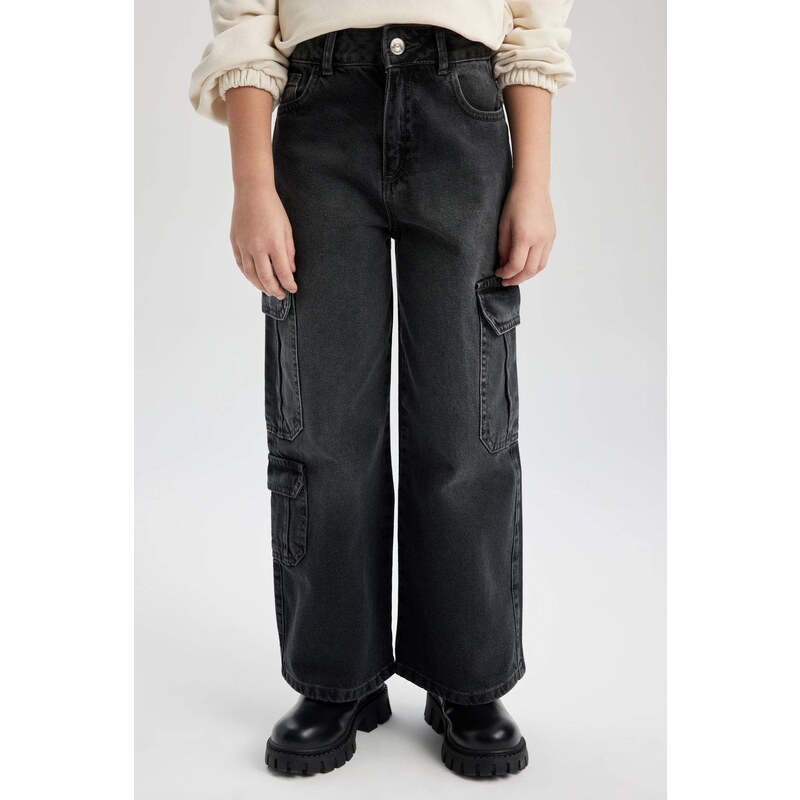 DEFACTO Girl Wide Leg Cargo Wide Leg Jeans