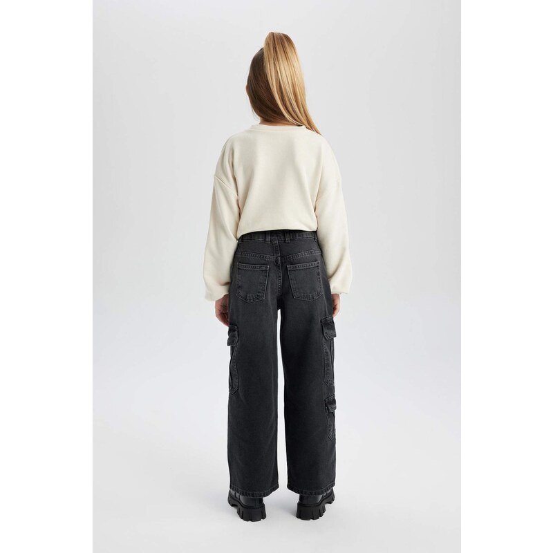 DEFACTO Girl Wide Leg Cargo Wide Leg Jeans