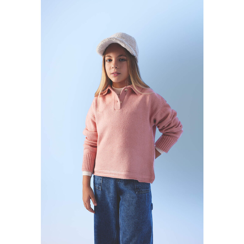 DEFACTO Girl Regular Fit Polo Collar Pullover