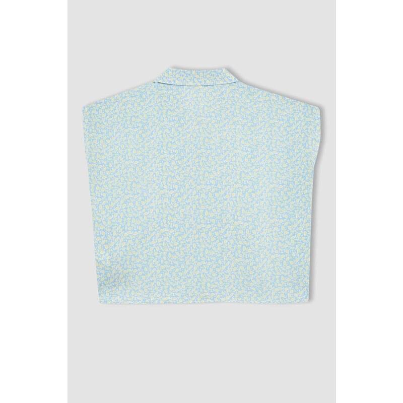 DEFACTO Girl Crop Patterned Short Sleeve Shirt