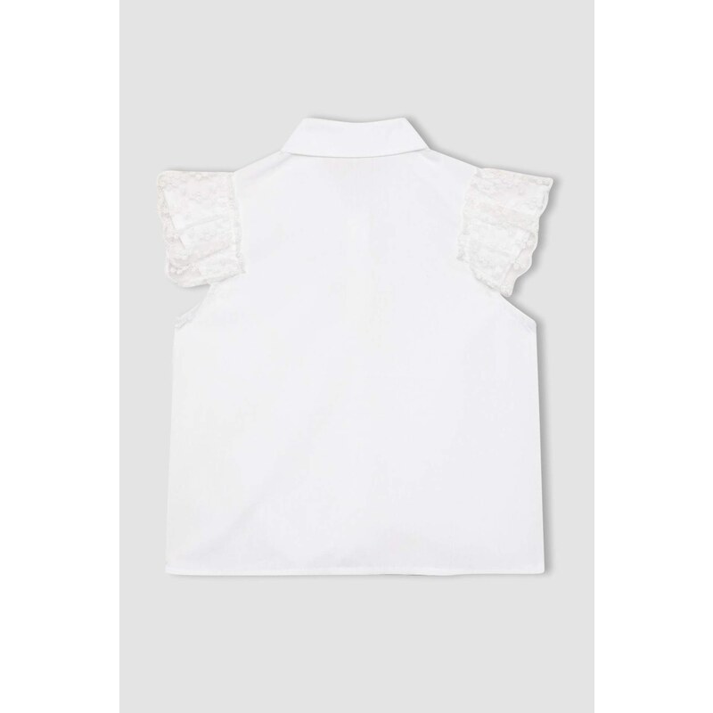 DEFACTO Girl Regular Fit Poplin Short Sleeve White Shirt