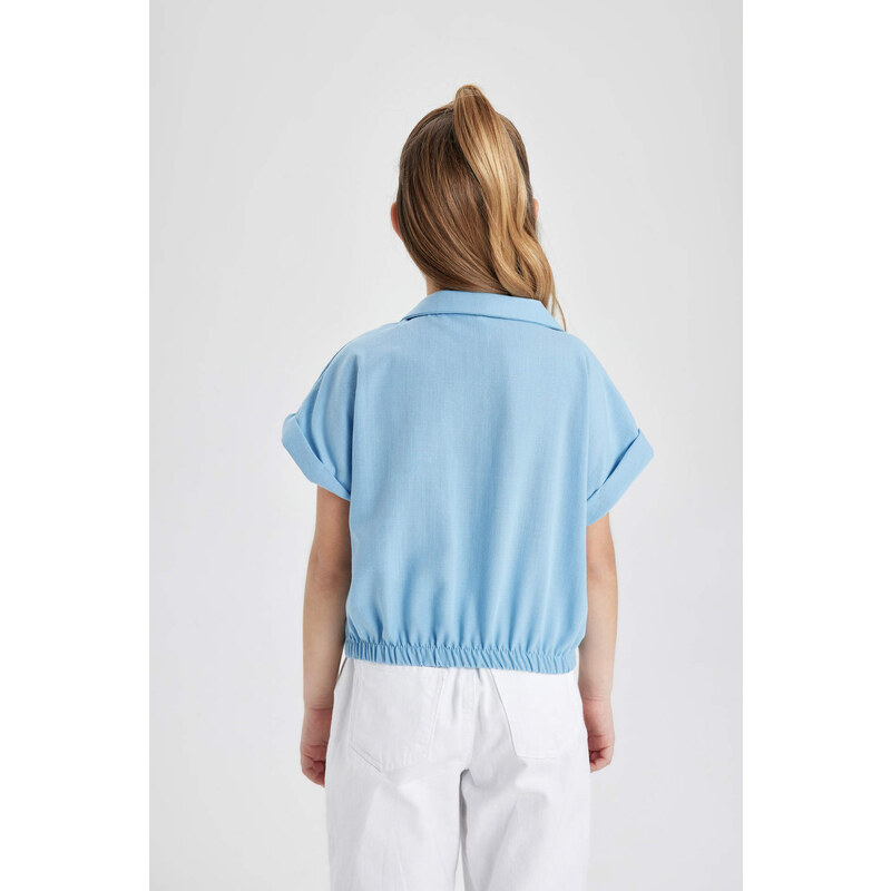 DEFACTO Girl Cotton Short Sleeve Crop Shirt