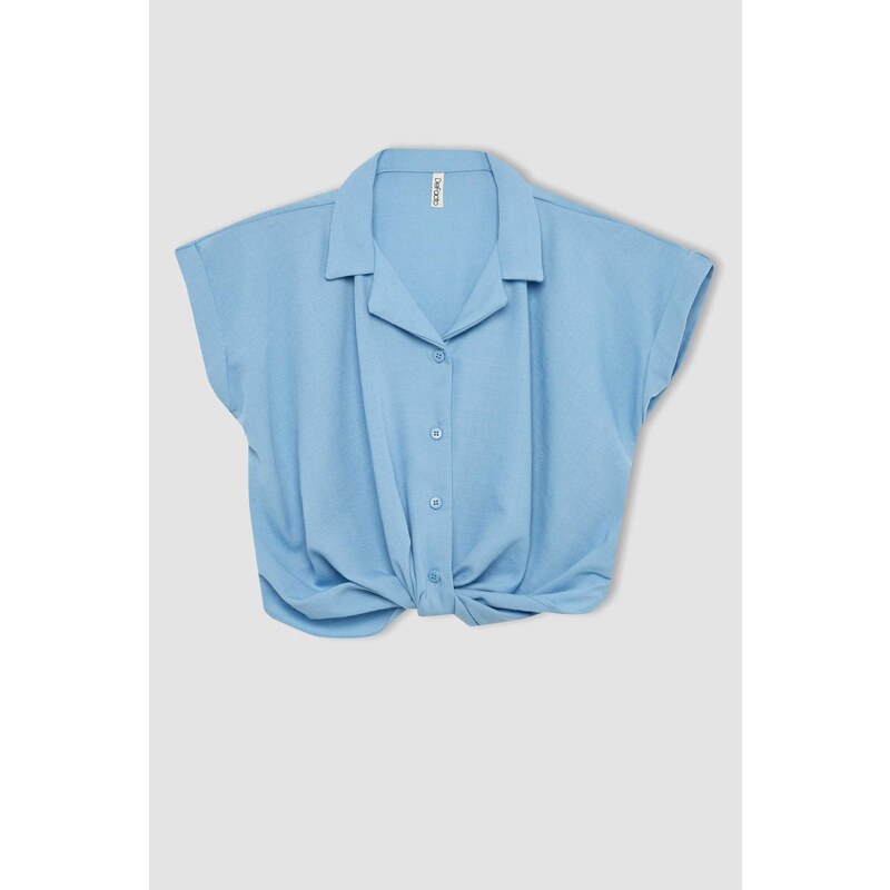 DEFACTO Girl Cotton Short Sleeve Crop Shirt