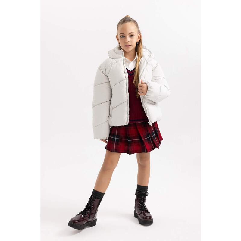 DEFACTO Girl Waterproof Hooded Puffer Jacket