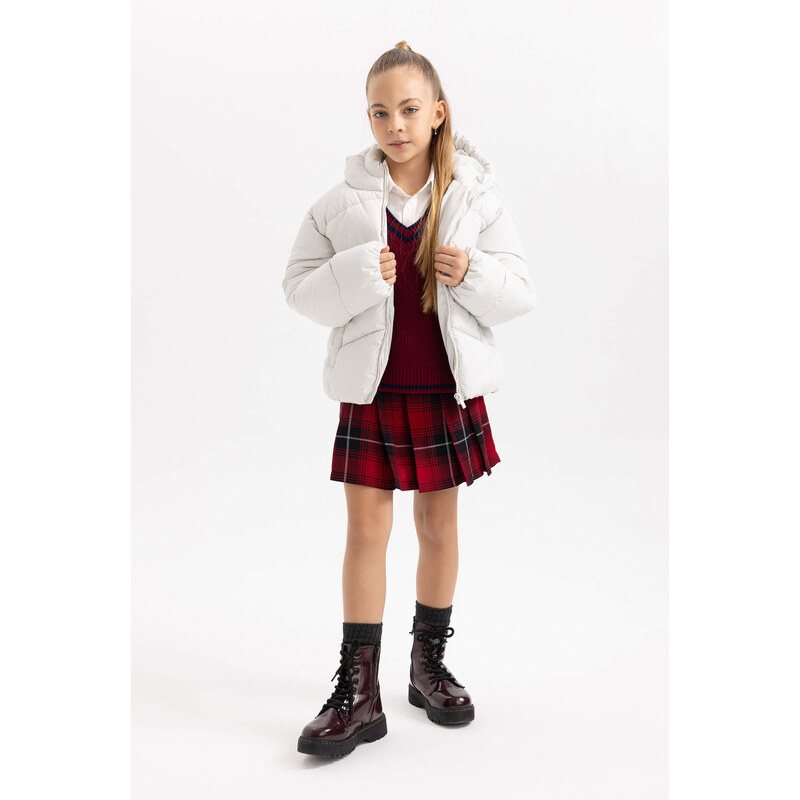 DEFACTO Girl Waterproof Hooded Puffer Jacket