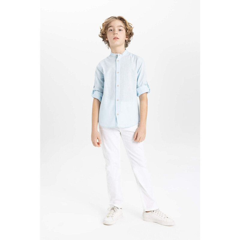 DEFACTO Boy Regular Fit Stand Collar Long Sleeve Shirt