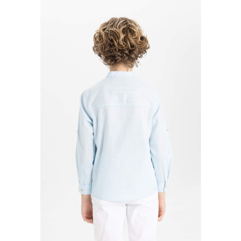 DEFACTO Boy Regular Fit Stand Collar Long Sleeve Shirt