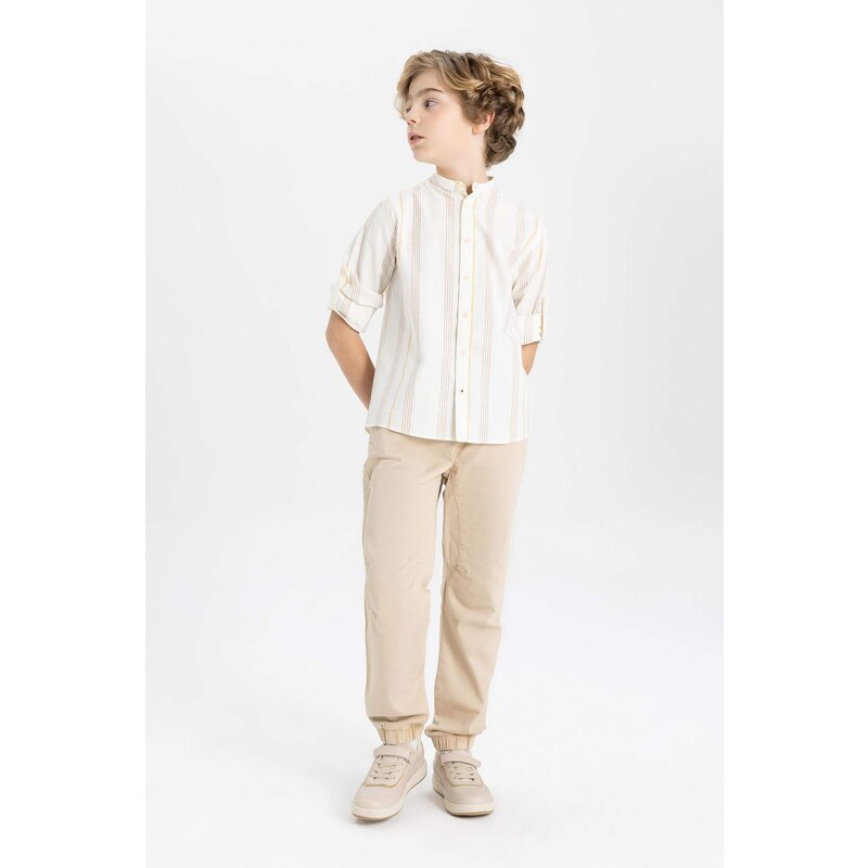 DEFACTO Boy Regular Fit Stand Collar Long Sleeve Shirt