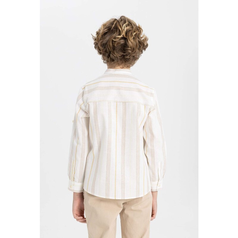 DEFACTO Boy Regular Fit Stand Collar Long Sleeve Shirt