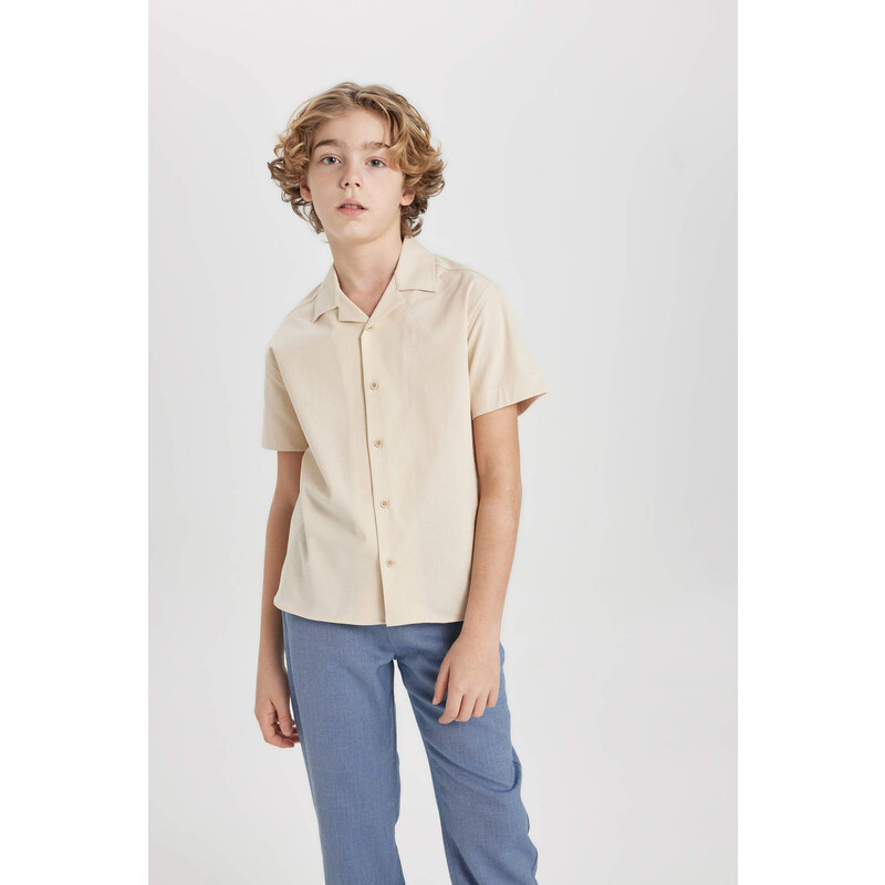 DEFACTO Boy Oversize Fit Polo Neck Waffle Shirt