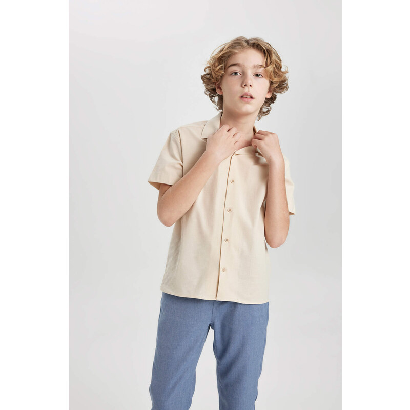 DEFACTO Boy Oversize Fit Polo Neck Waffle Shirt