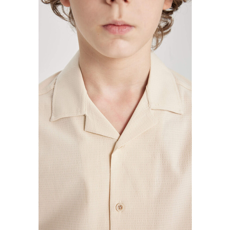 DEFACTO Boy Oversize Fit Polo Neck Waffle Shirt